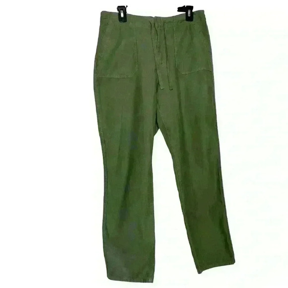 J. Crew cypress green Tie Waist relaxed casual comfy camp pants size Medium - Picture 1 of 16